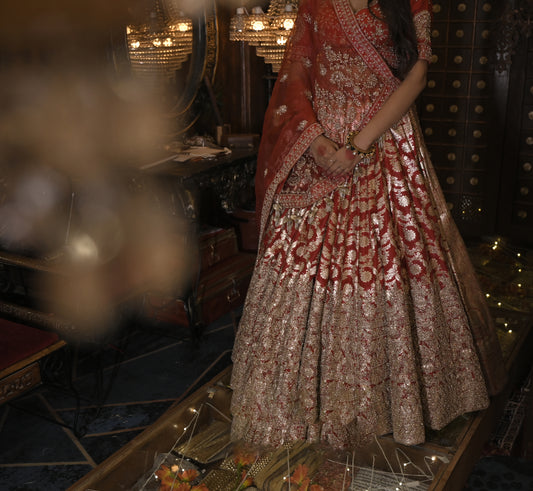 HALF BORDER RAW SILK BENARASI LEHENGA