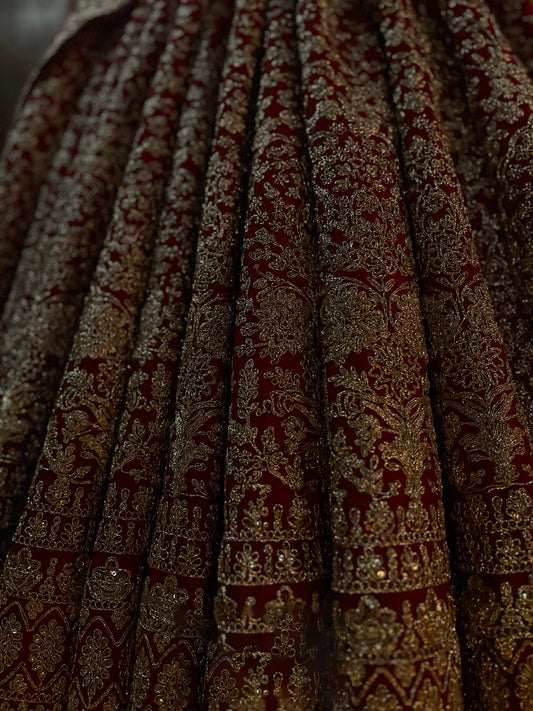 PAISLEY HEAVY EMBROIDERED ALLOVER SILK LEHENGA