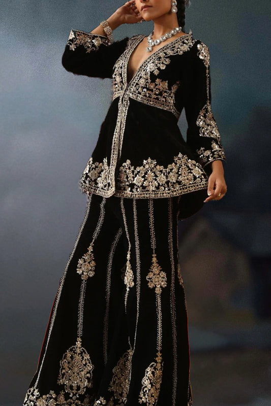 BLACK VELVET SHARARA SET
