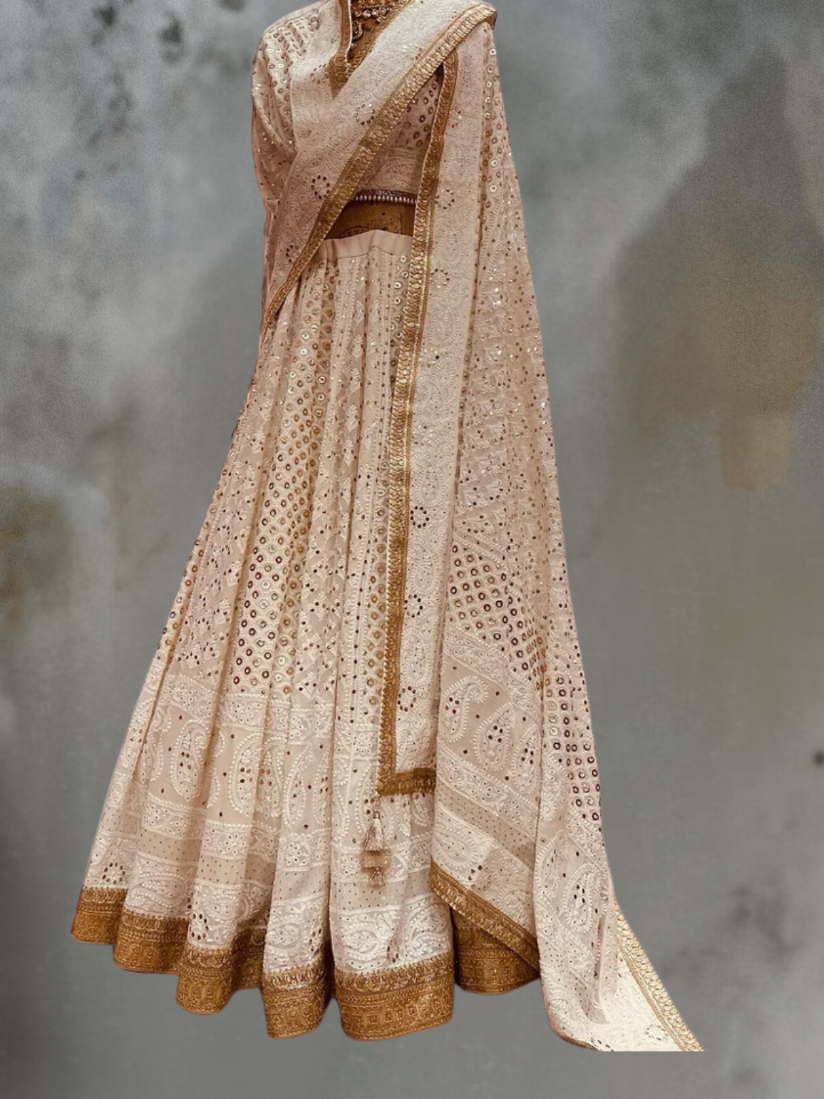 IVORY CHIKAN LEHENGA