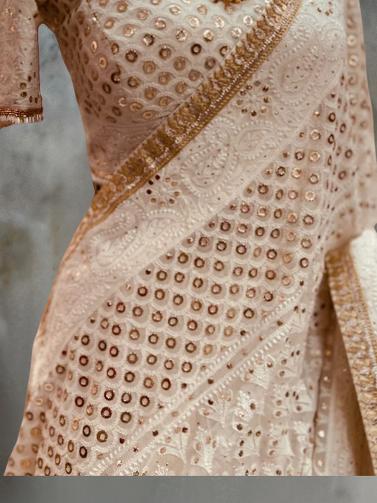 IVORY CHIKAN LEHENGA