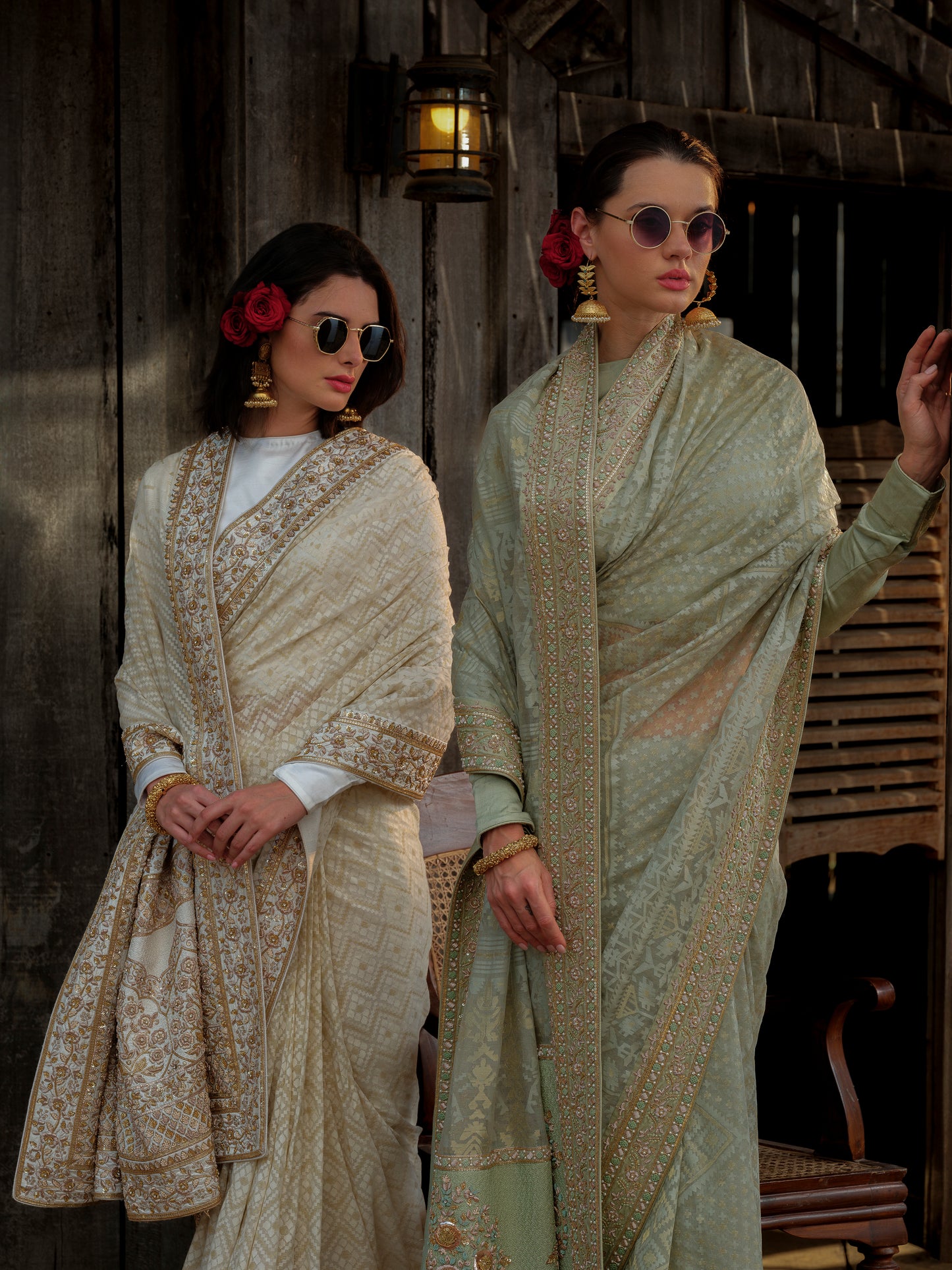 IVORY & GOLD  JAMDANI SARI WITH ZARDOZI