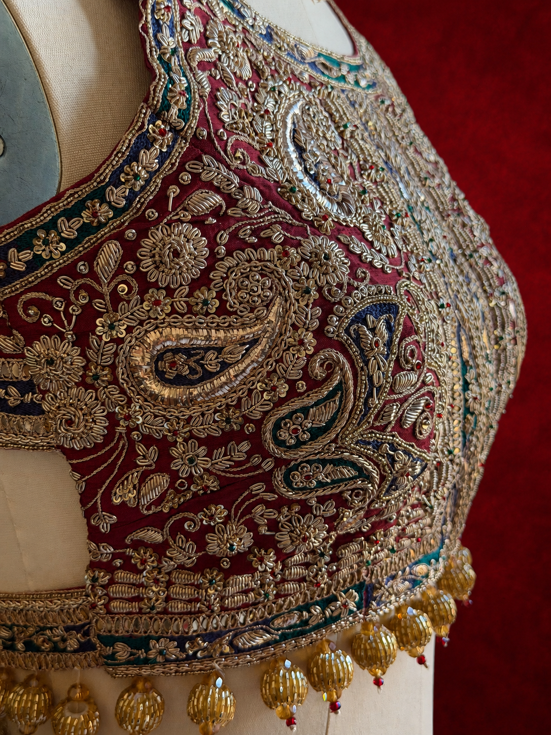 ZARDOZI & STONES HEAVY EMBROIDERED SILK LEHENGA