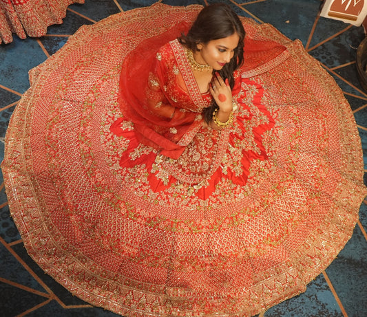 HEAVY PEARL BEADING SILK LEHENGA
