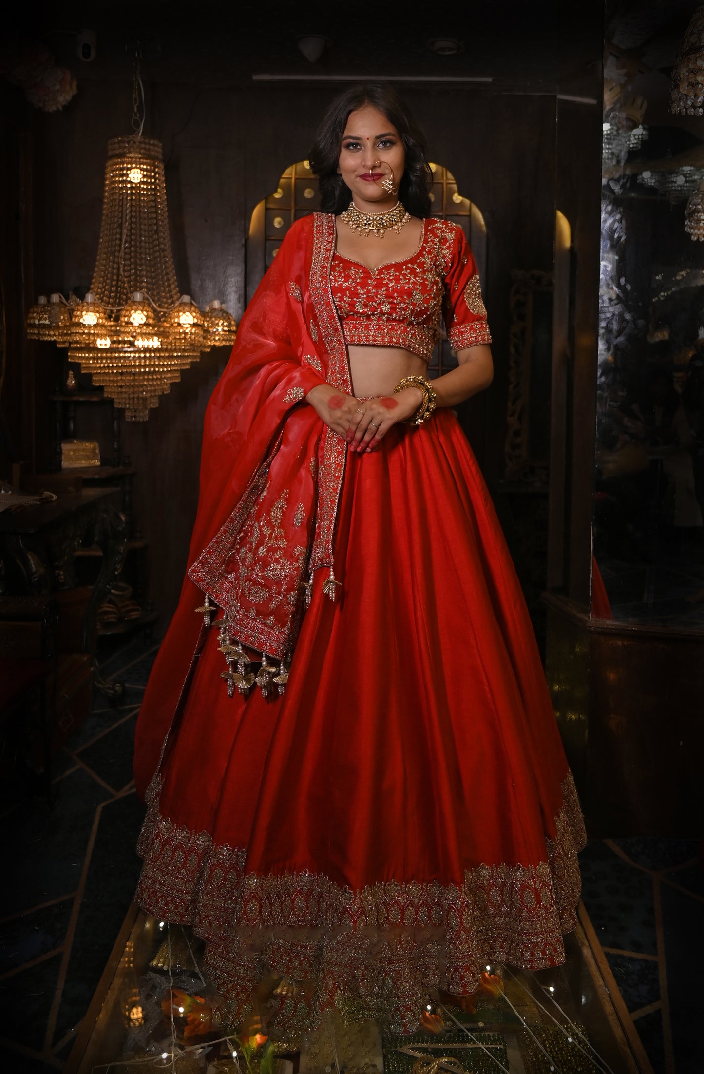 PAISLEY BEADED PURE SILK LEHENGA