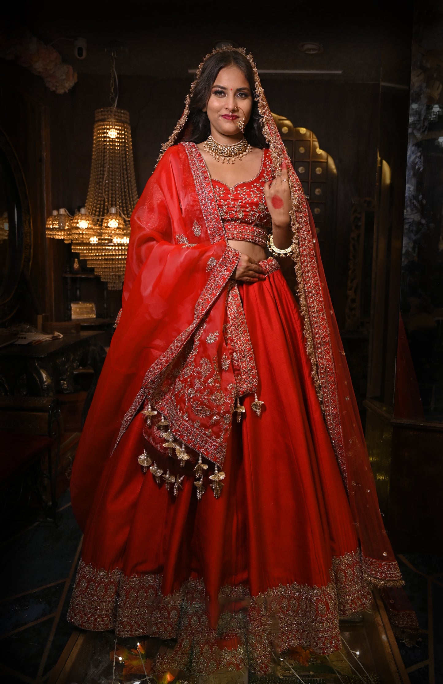 PAISLEY BEADED PURE SILK LEHENGA