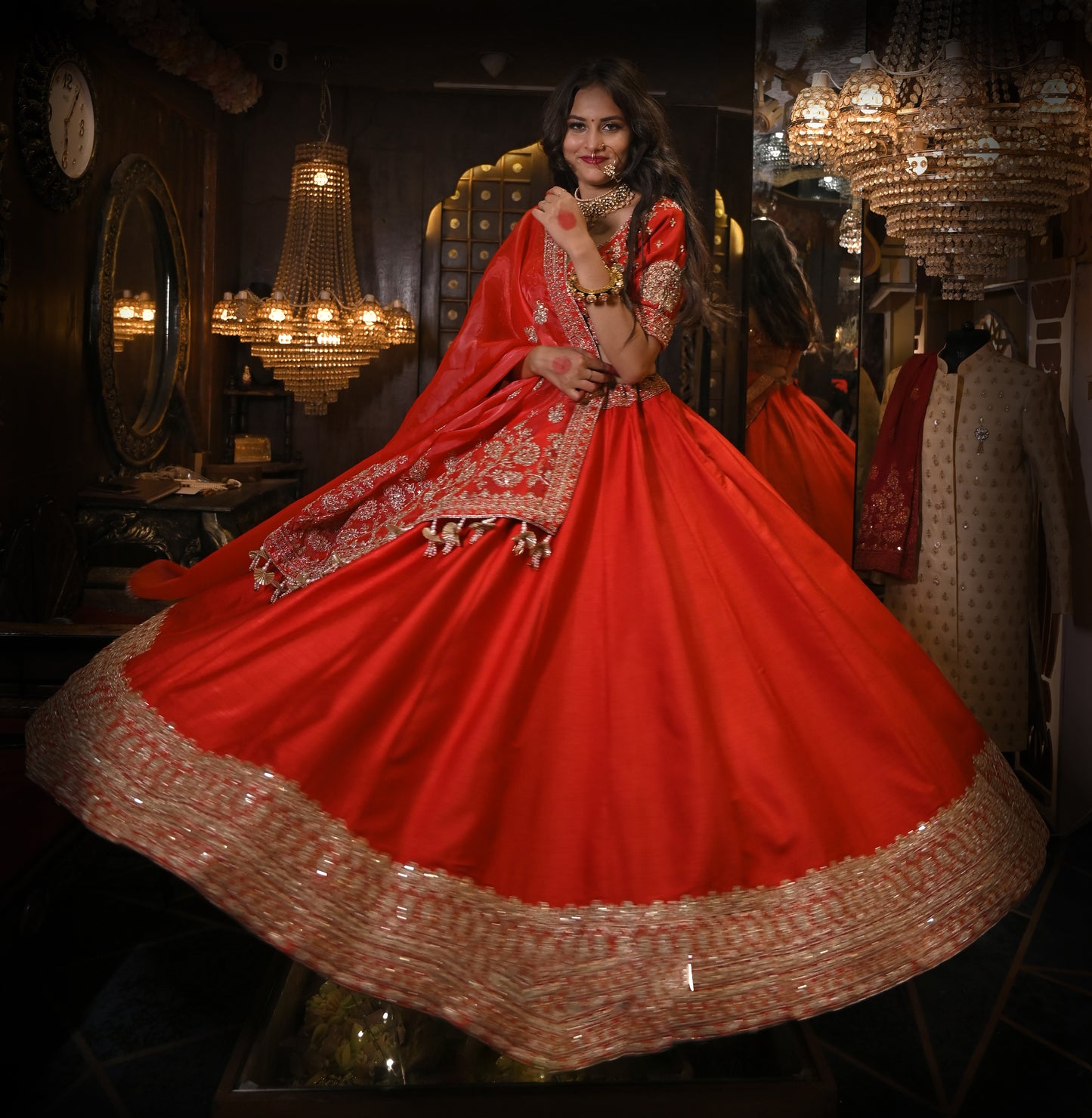 PAISLEY BEADED PURE SILK LEHENGA