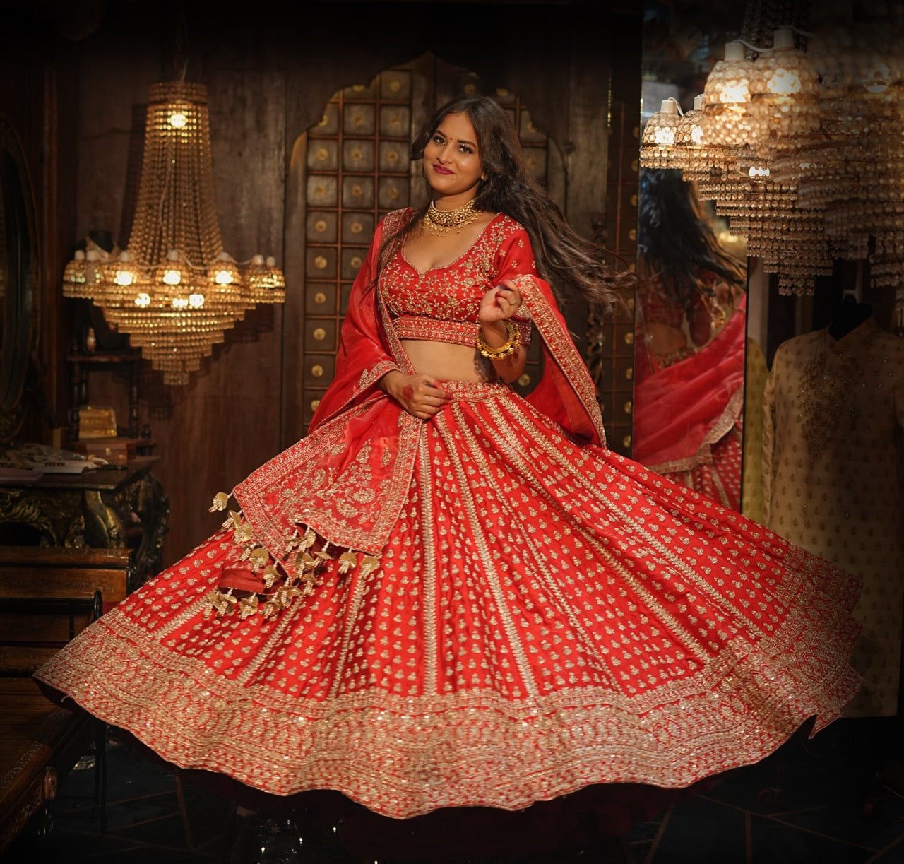 PAISLEY FULL BUTTI LINE SILK LEHENGA
