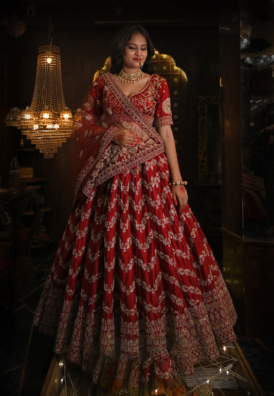 PAISELY ZIG ZAG SILK LEHENGA