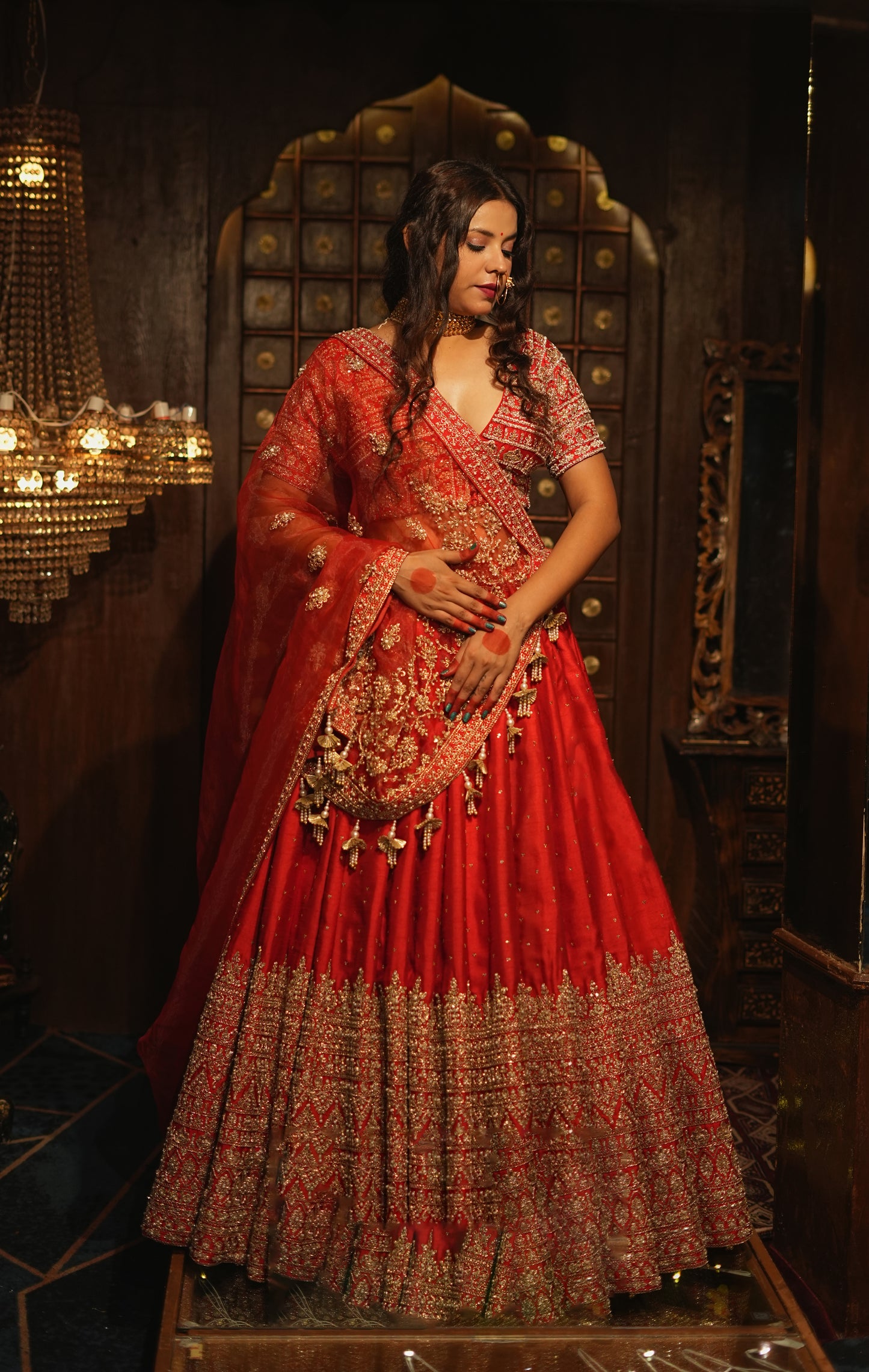 HALF BORDER BRIDAL SILK LEHENGA