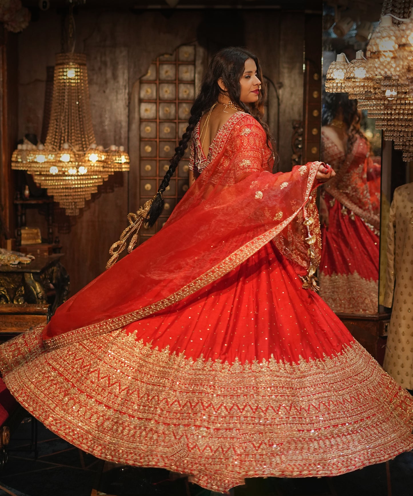 HALF BORDER BRIDAL SILK LEHENGA