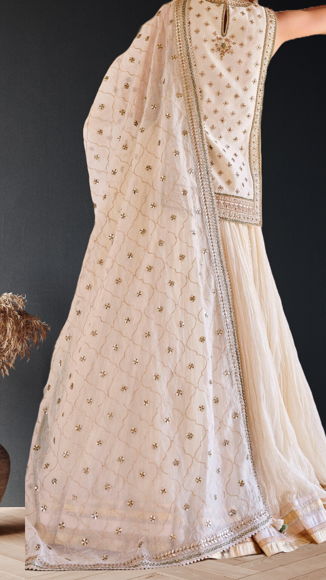 IVORY & GOLD GOTAPATTI SILK LEHENGA SET