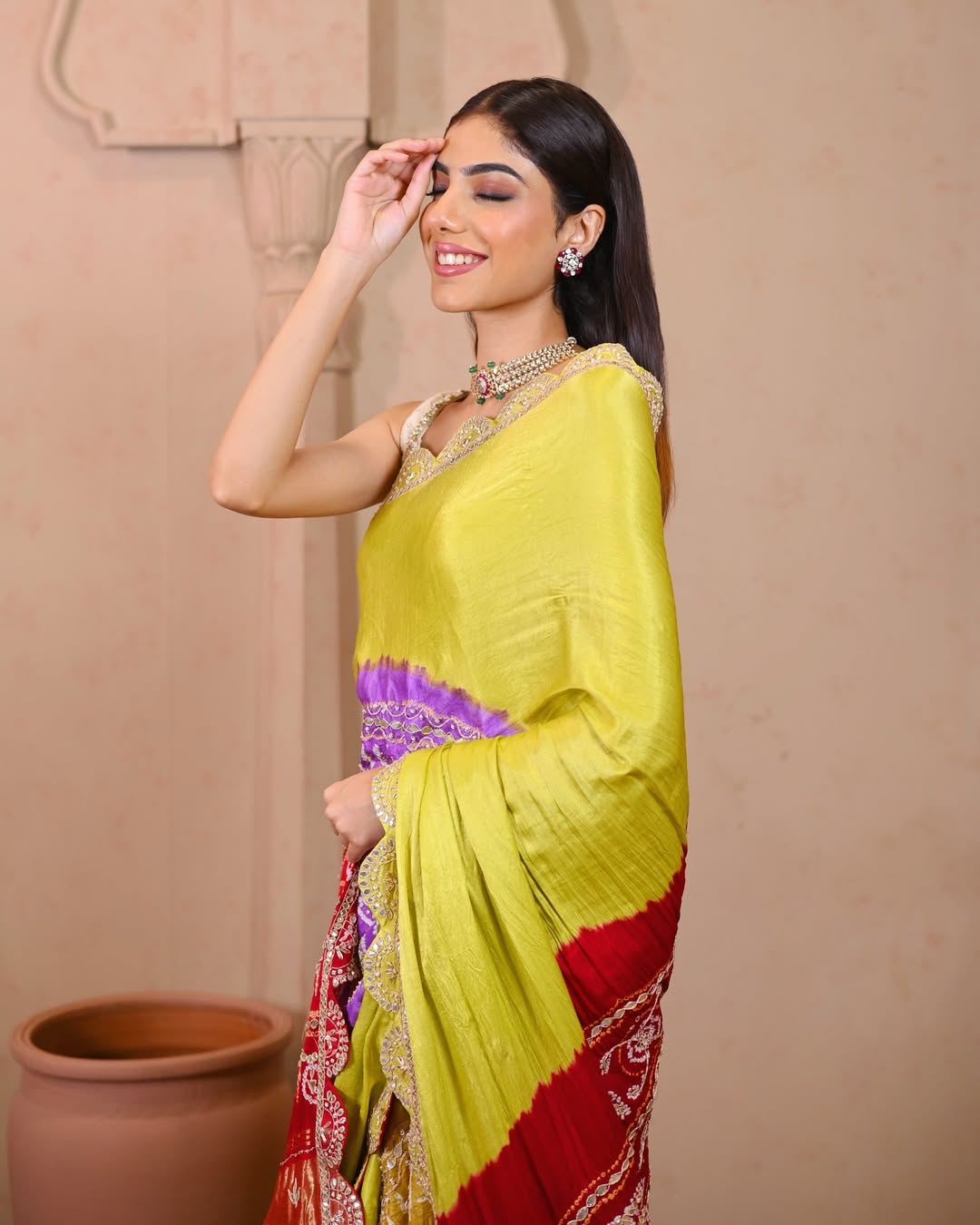 HANDCRAFTED BANDHANI SILK SARI- YELLOW