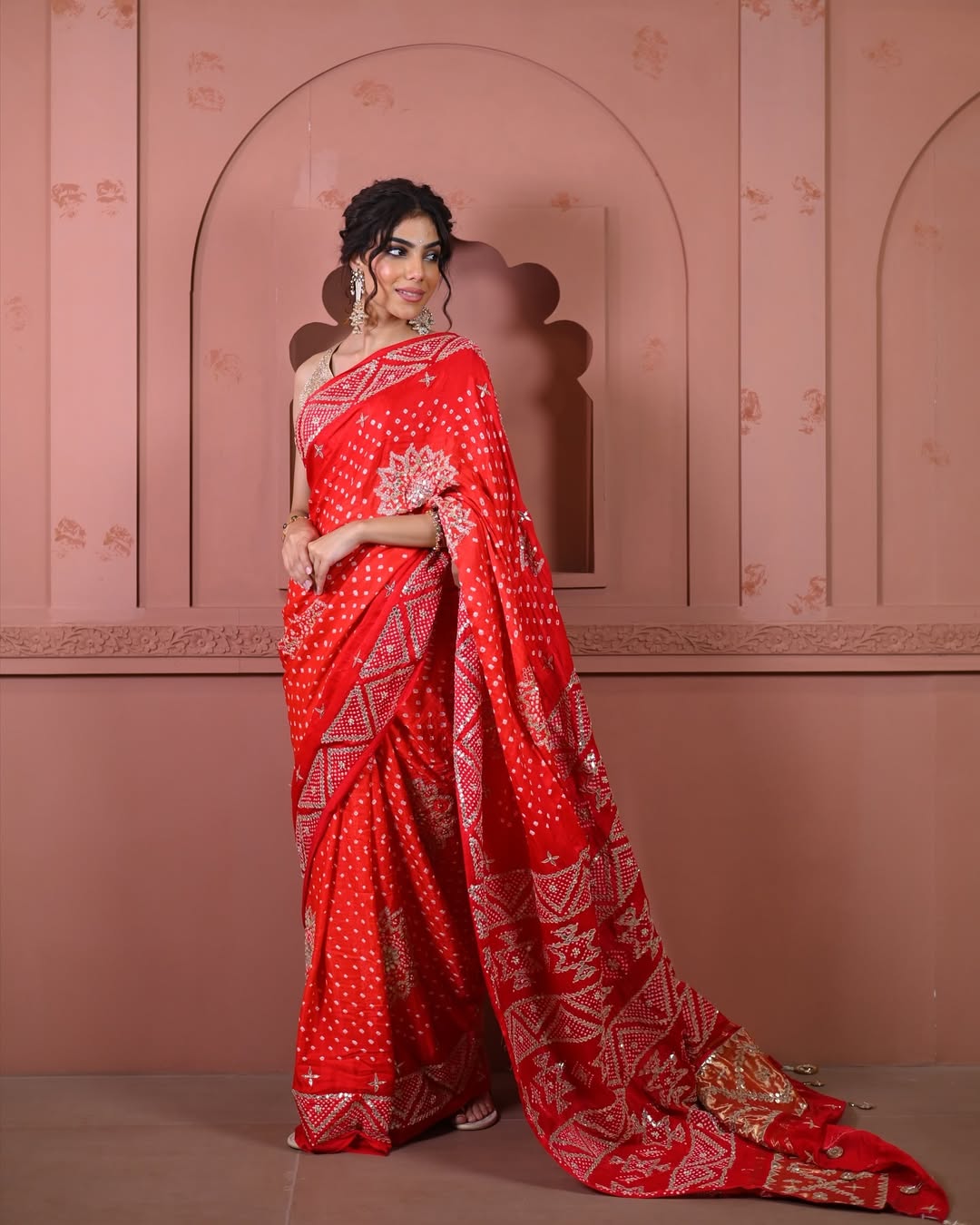 HANDCRAFTED BANDHANI SILK SARI- RED