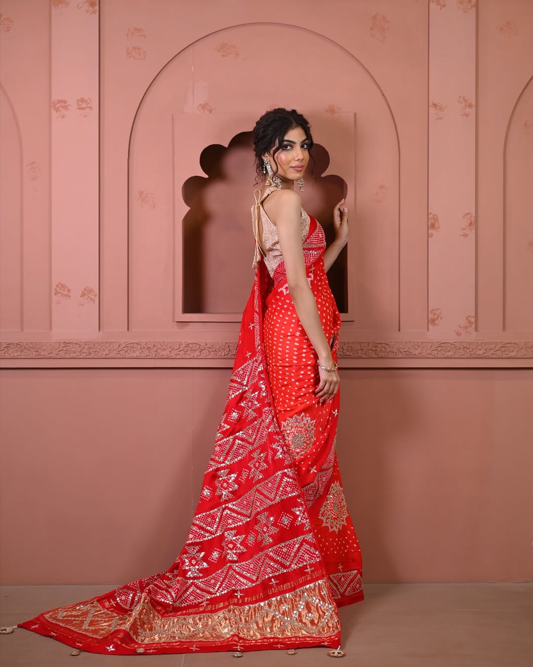 HANDCRAFTED BANDHANI SILK SARI- RED