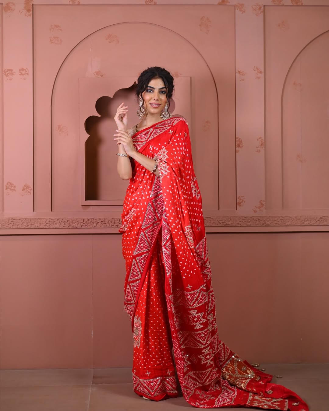 HANDCRAFTED BANDHANI SILK SARI- RED