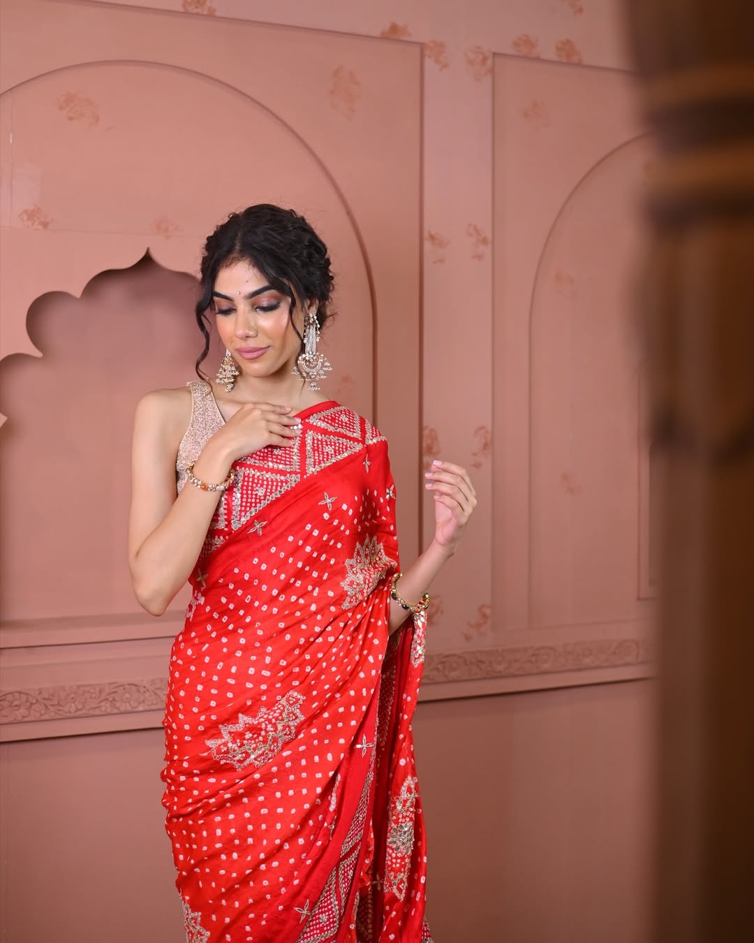 HANDCRAFTED BANDHANI SILK SARI- RED