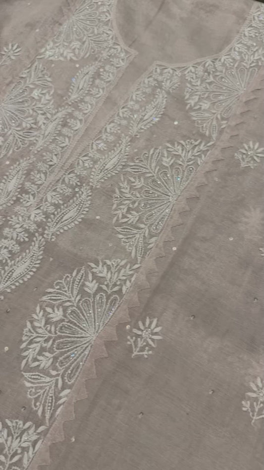 EKTAAR CHIKANKARI ORGANZA SUIT SET WITH DUPATTA